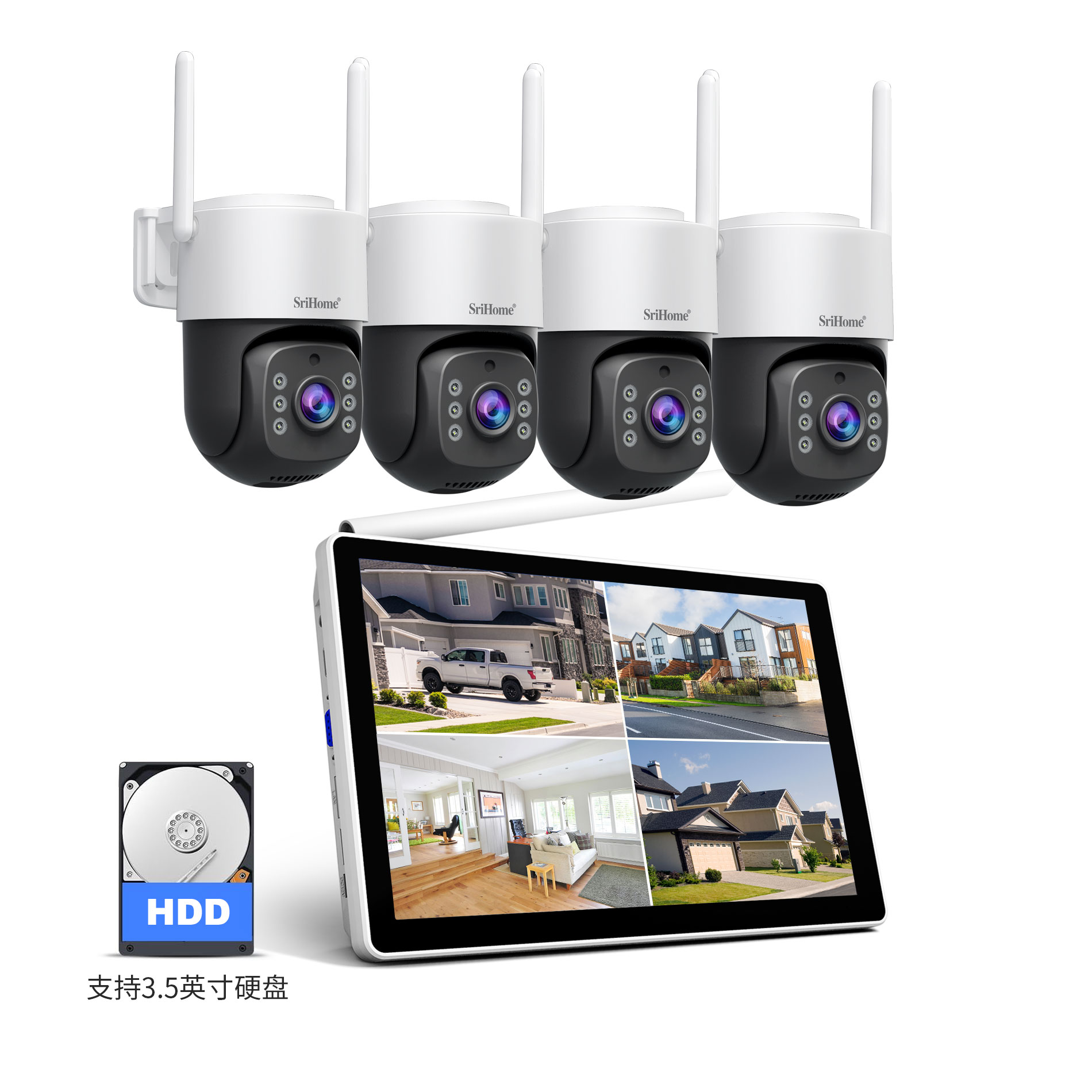 Home Security Land - Srihome NVS012-IPC056 5MP IP Kamera 10.1
