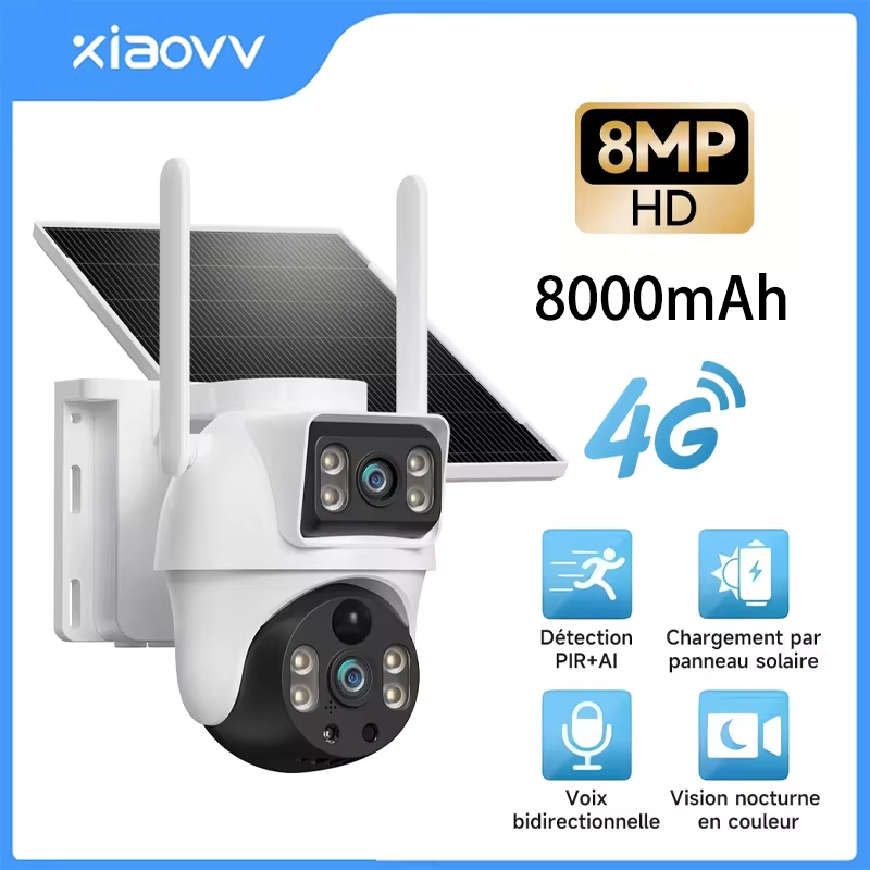 Home Security Outdoor Camera System - XIAOVV 8MP 4G LTE Güneş Enerjili