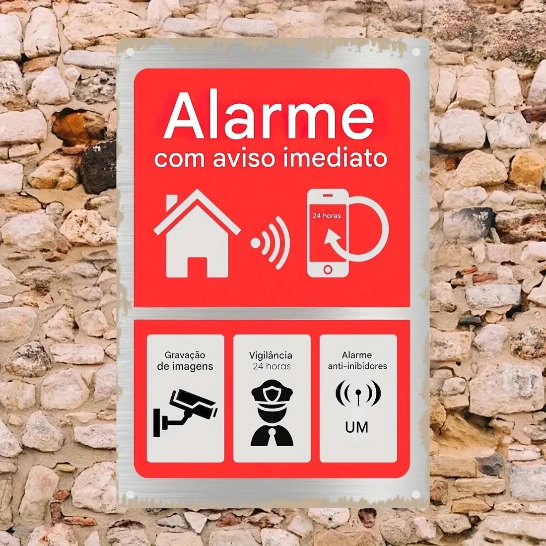 Home Security Logo - 2D Düz Vintage Güvenlik Alarmı Metal