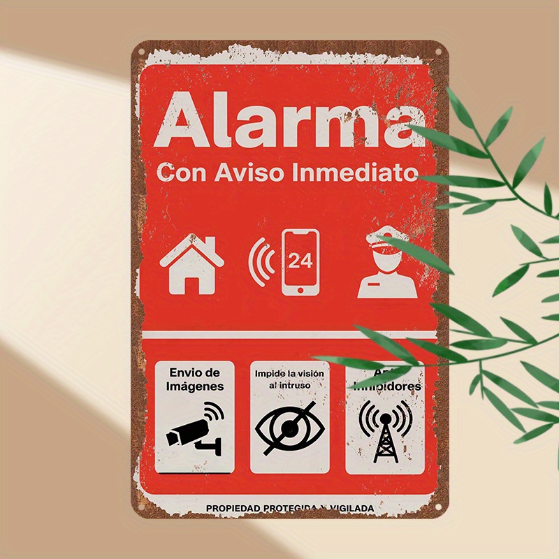 Home Security Logo - Vintage Metal Tabela - 24 Saat
